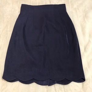 Navy pencil scalloped skirt